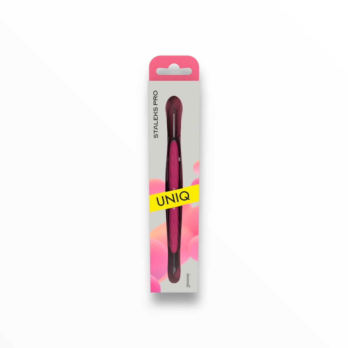 Manicure Pusher Gummy With Silicone Handle UNIQ 11 TYPE 2 (Beveled And Loop Pusher)