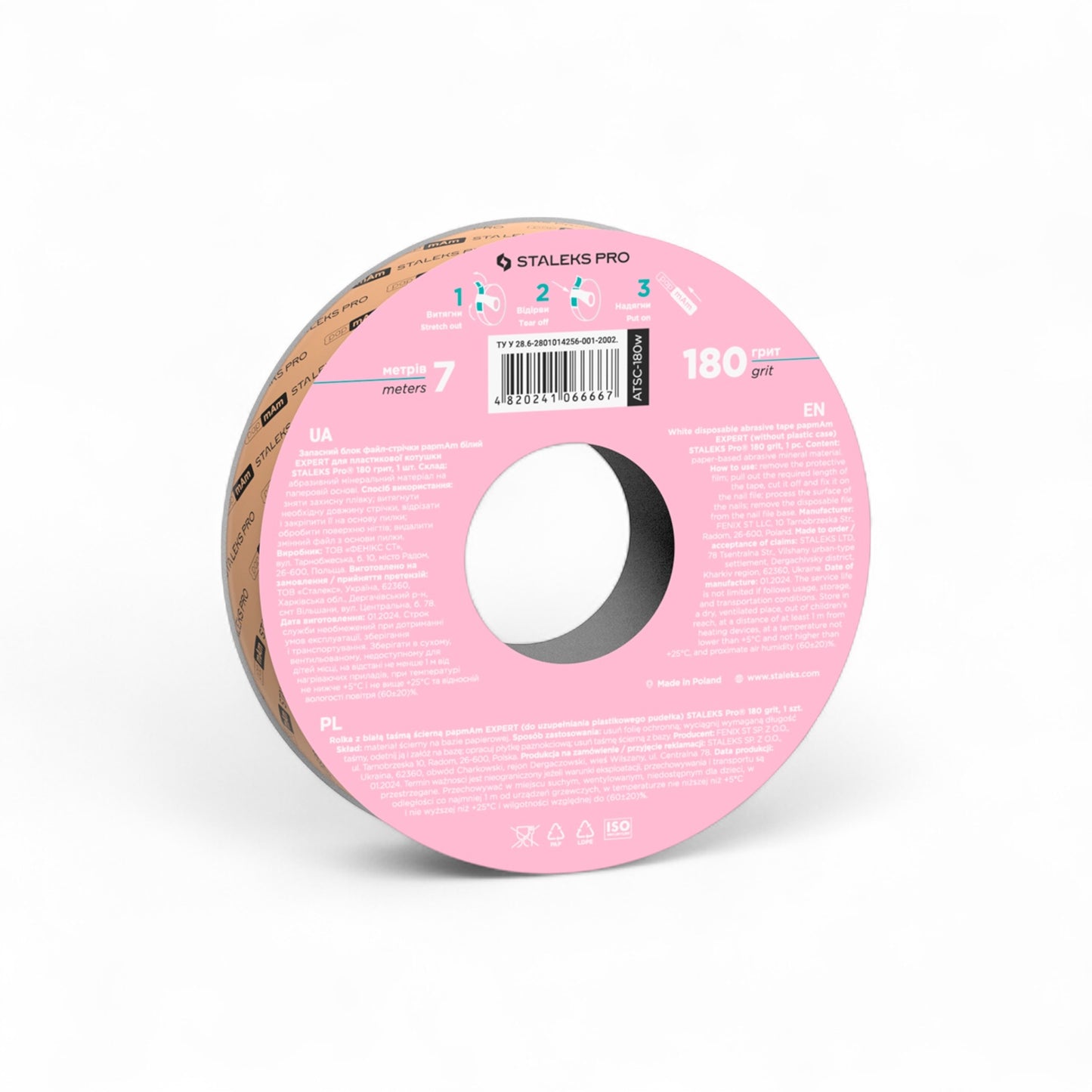 Disposable white abrasive tape papmAm EXPERT 180 grit for the plastic case
