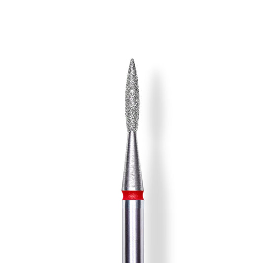 Diamond nail drill bit flame, sharp, red EXPERT head diameter 1,6 mm / working part 8 mm