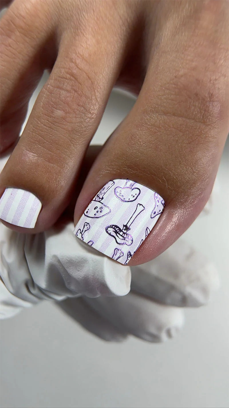 Pedicure Mushrooms. Colored Foil. Nail wraps WR-518