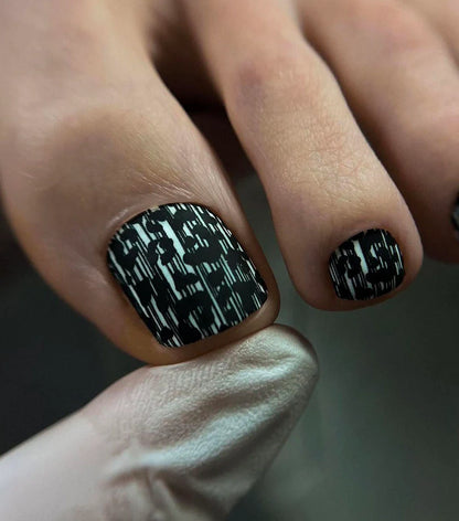 Pedicure Leo. Black stripes. Nail wrap WR-857