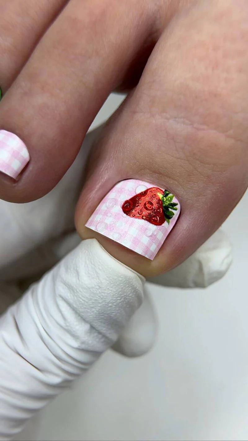 Pedicure Strawberry. Colored Foil. Nail wraps WR-505