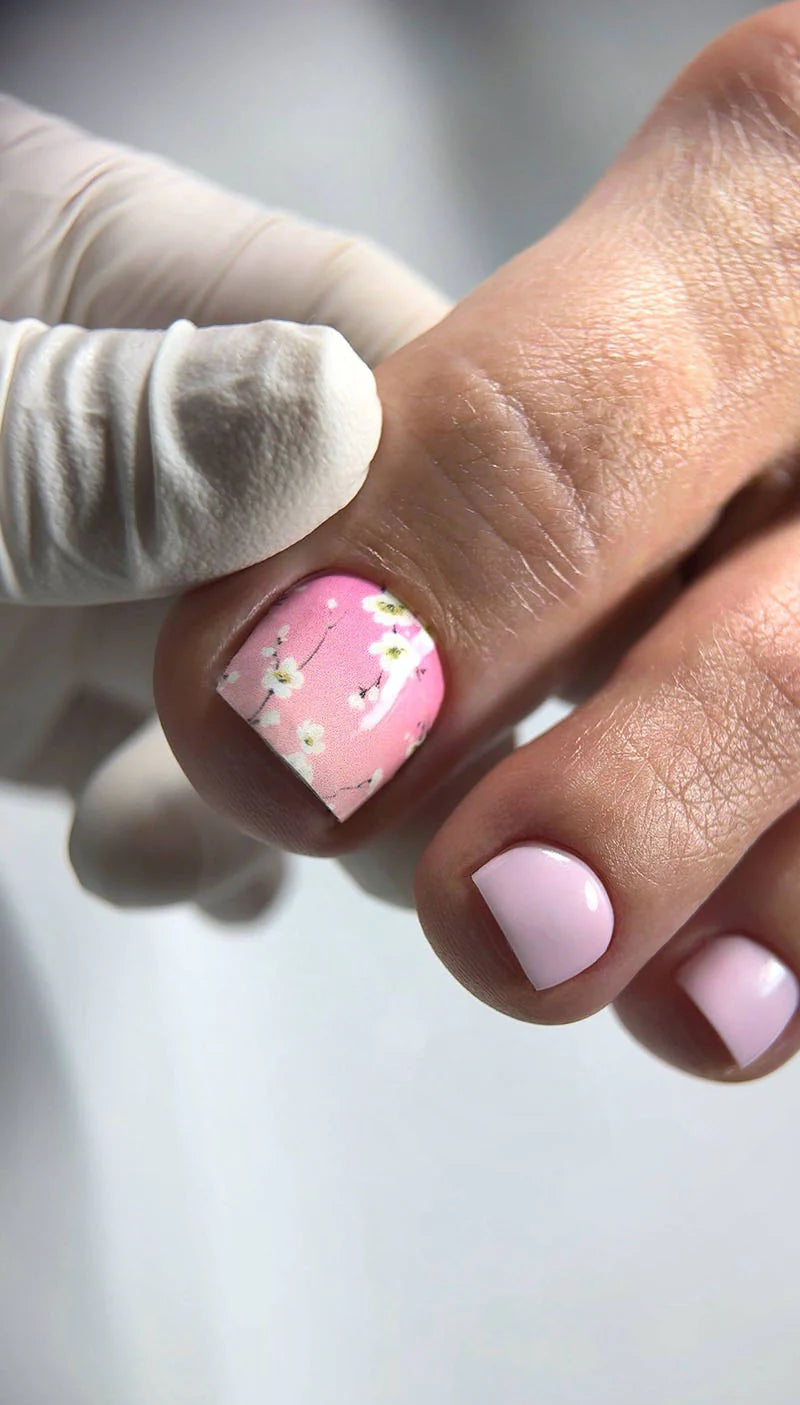 Pedicure Small flowers. Gradient. Nail wraps WR-437