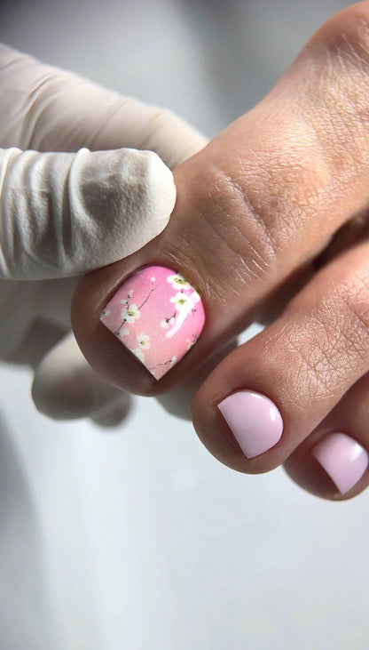 Pedicure Small flowers. Gradient. Nail wraps WR-437
