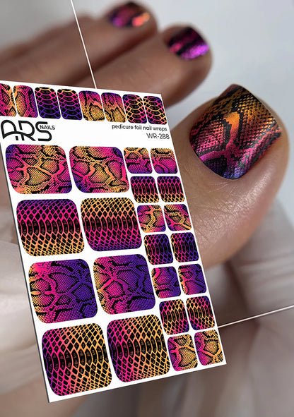 Pedicure Python with gradient. Colored Foil. Nail wraps WR-288