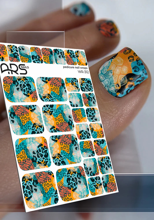 Pedicure Animal mix. Nail wraps WR-312