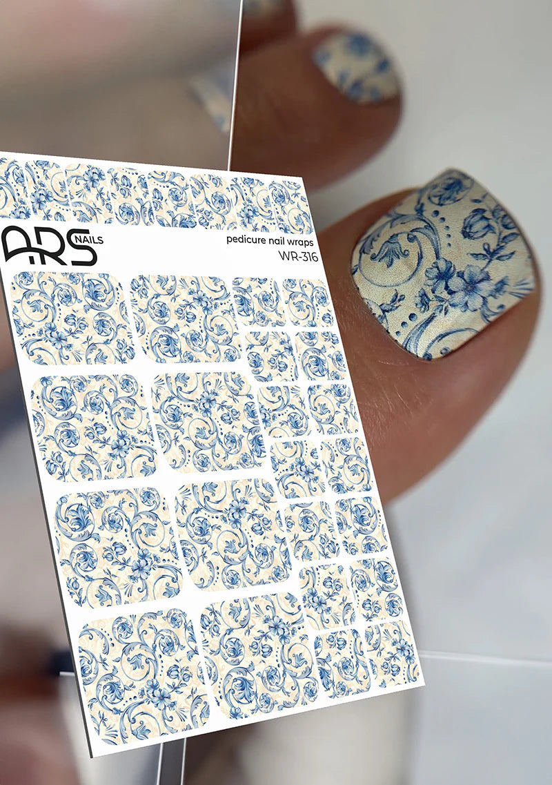 Pedicure Floral pattern. Nail wraps WR-316