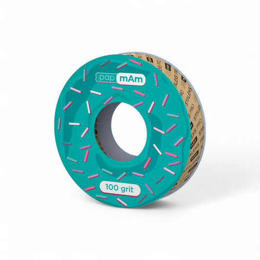 Disposable white abrasive tape papmAm EXPERT 100 grit for the plastic case