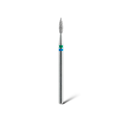 Diamond Nail Drill Bit DUO Flame Blue-Green EXPERT Head Diameter 2,1 Mm / Working Part 8 Mm