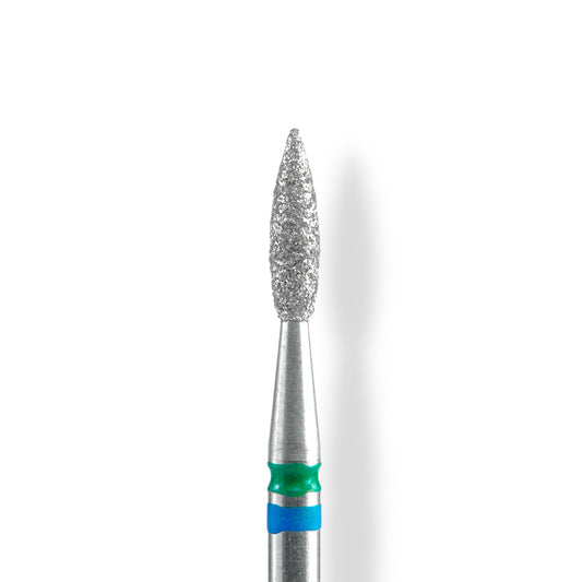 Diamond Nail Drill Bit DUO Flame Blue-Green EXPERT Head Diameter 2,1 Mm / Working Part 8 Mm